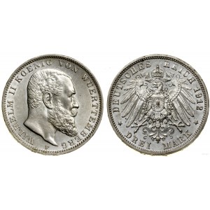 Niemcy, 3 marki, 1912 F, Stuttgart
