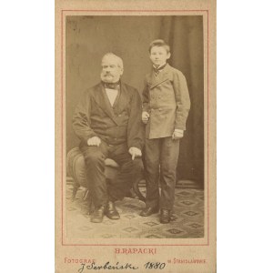 [Cardboard photograph] Jan Serbensky and son Jasio. B. Rapacki, Stanislawow [1880].