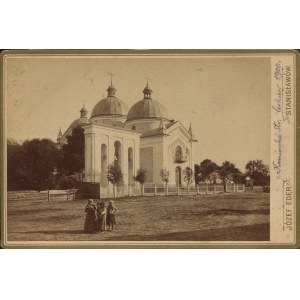 [fotografia tekturkowa] Cerkiew Matki Boskiej w Kamionce Strumiłowej (Bużańskiej). Józef Eder, Stanisławów [1900]