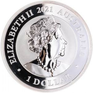 Australia, Elżbieta II, 1 dolar, Srebrny Łabędź Australijski, 2021, men. Perth, nakład 25000 szt.