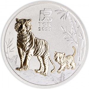 Australia, Elżbieta II, 1 dolar, Rok Tygrysa - złocony, 2022, men. Perth, nakład 25000 szt.