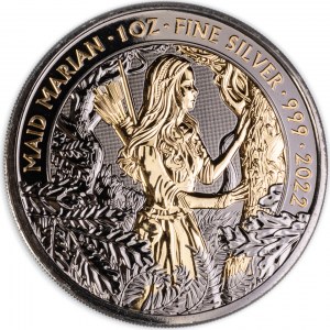 Wielka Brytania, Elżbieta II, 2 funty, seria Mity i Legendy - Lady Marion, 2022, men. Llantrisant, nakład 200 szt.