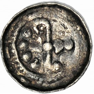 Cross denarius 11th century, pastoral/Maltese cross and crutches
