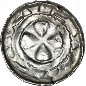 Denar krzyżowy XIw, krzyż/krzyż maltański, pseudolegenda