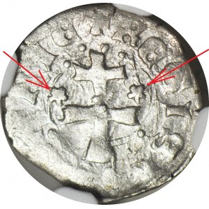 R-, Ludwik Węgierski 1370-1382, Denar Saracen, gwiazdki, b. rzadki