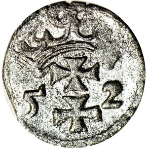 RRR-, Zygmunt II August, Denar, Gdańsk 1552, T. nie notuje, R8