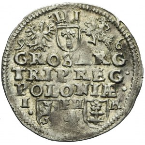 Sigismund III Vasa, Trojak 1596, Poznań, date at top of reverse, rare