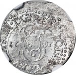 RRR-, Zygmunt III Waza, Szeląg 1617, Wilno, pełna data, LIT, TARCZE WYGIĘTE, R7
