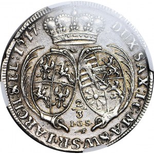 August II Silný, Gulden (2/3 thaler) 1717 Drážďany, krásny a vzácny ročník