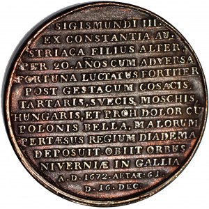 Medal Suity Królewskiej autorstwa J.J. Reichela, Jan II Kazimierz, odlew w żeliwie z huty Białogon