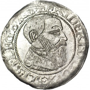 R-, Śląsk, Fryderyk II, Grosz 1543, BRZEG, data po prawej, szeroka broda, piękny