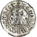 RR-, Śląsk, Trzech Braci, 1 krajcar 1654, Brzeg, rzadki typ odmiennego wizerunku orła