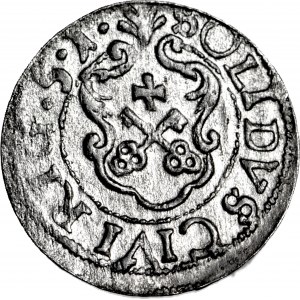 Krystyna Waza, okupacja szwedzka, Szeląg 1651, Ryga, menniczy