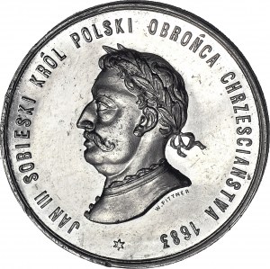 RR-, John III Sobieski, medal 1883, 200th anniversary of the Siege of Vienna, Panorama of Vienna