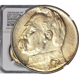 10 gold 1934, Pilsudski, shooting eagle, very nice