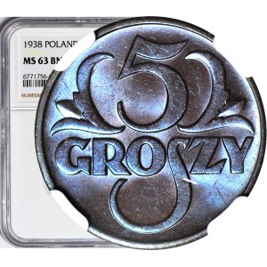 5 pennies 1938, mint, BN color