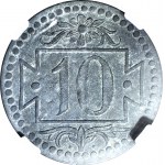 Gdańsk, 10 fenigów 1920, 55 perełek, 55.1/4, aniołek szczupły z jedną brwią
