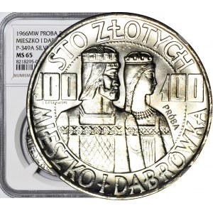 100 zloty 1966, Mieszko and Dabrowa, half figures, SILVER PROSPECTORY
