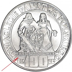 RR, 100 złotych 1966, Mieszko i Dąbrówka, destrukt, ZANIKAJĄCY napis Gosławski
