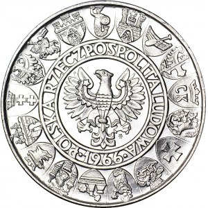 RR, 100 złotych 1966, Mieszko i Dąbrówka, destrukt, ZANIKAJĄCY napis Gosławski
