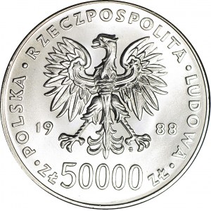 50 000 złotych 1988, Piłsudski, mennicze