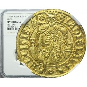 R-, Węgry, Ludwik II Jagiellończyk, Goldgulden 1518 Hermannstadt (Sibiu), menniczy