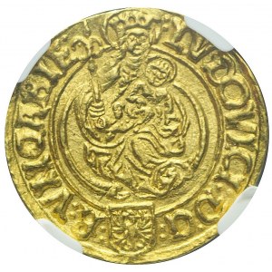 R-, Węgry, Ludwik II Jagiellończyk, Goldgulden 1518 Hermannstadt (Sibiu), menniczy