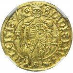 R-, Węgry, Ludwik II Jagiellończyk, Goldgulden 1518 Hermannstadt (Sibiu), menniczy