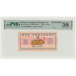 Pewex, 2 cents 1969, Eo 0000000, MODEL, unbroken