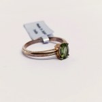 Silver ring with natural green apatite
