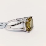 Silver ring with natural olive quartz