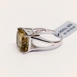 Silver ring with natural olive quartz