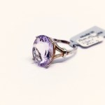 Silver ring with natural amethyst