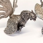 Pair of Silver Plated Rooster Figurines