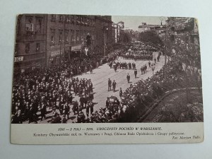 POSTCARD WARSAW, CEREMONIAL PARADE MAY 3, 1916, CIVIC COMMITTEES, MAIN CARE COUNCIL, PHOTO MARJAN FUKS, PRE-WAR