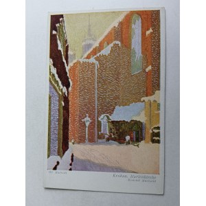 POSTCARD POLISH PAINTING BIELECKI KRAKOW KRAKAU GG CHURCH MARIACKI