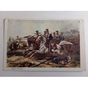 POSTCARD POLISH PAINTING KOSSAK THE CHARGE OF THE POZNAŃ CAVALRY NEAR RAJGRÓD PRE-WAR