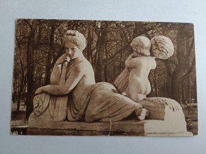 POSTCARD WARSAW ROYAL BATHS WISLA SCULPTURE ON THE TERRACE PRE-WAR