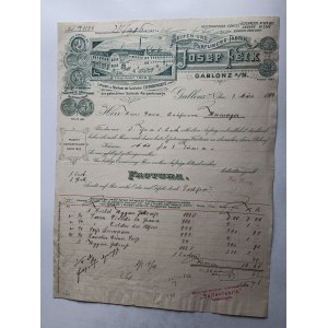 RACHUNEK FAKTURA, GABLONZ, SALMIAK, JOSEF FEIX SEIFEN FABRIK 1906 R