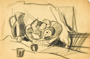 Kazimierz PODSADECKI (1904-1970), Martwa natura z owocami na okrągłem paterze i dzbanem, wrzesień 1937