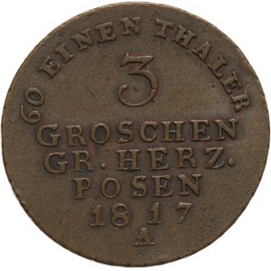 Wielkie Księstwo Poznańskie, 3 grosze 1817 A, Berlin