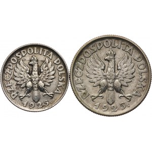 Polska, II Rzeczpospolita, 1 złoty 1925, 2 złote 1925 Londyn.