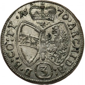 Austria, Leopold I 1657-1705, 3 krajcary 1670, Hall.