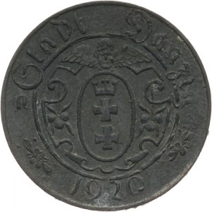 Wolne Miasto Gdańsk, 10 fenigów 1920, Gdańsk, małe cyfry, 56 perełek
