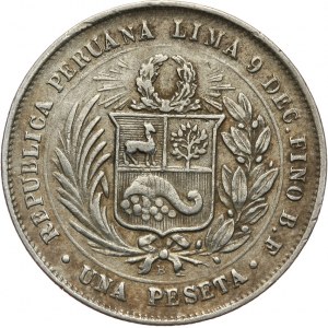 Peru, Republika, 1 peseta 1880/BF, Lima