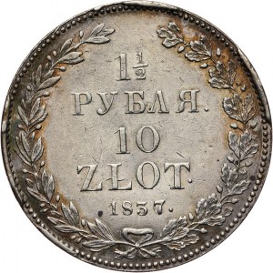 Królestwo Polskie, Mikołaj I 1825-1855, 1 1/2 rubla, 10 złotych 1837, Petersburg.