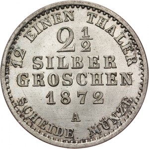 Niemcy, Prusy, Wilhelm I 1861-1888, 2 1/2 srebrnego grosza 1872 A, Berlin
