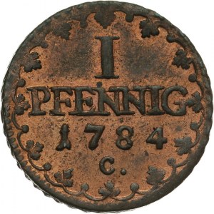 Niemcy, Saksonia, Fryderyk August III 1763-1806, 1 fenig 1874 C, Drezno