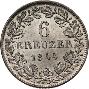 Niemcy, Wirtembergia, Wilhelm I 1816-1864, 6 krajcarów 1864, Stuttgart