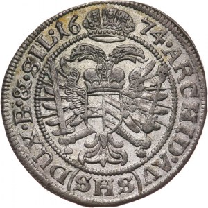 Śląsk, Śląsk pod panowaniem habsburskim, Leopold I 1658-1705, 6 krajcarów 1674 SHS, Wrocław